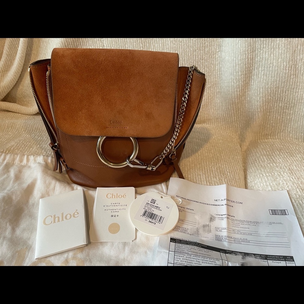 Chloe Faye Small Backpack leather &suede